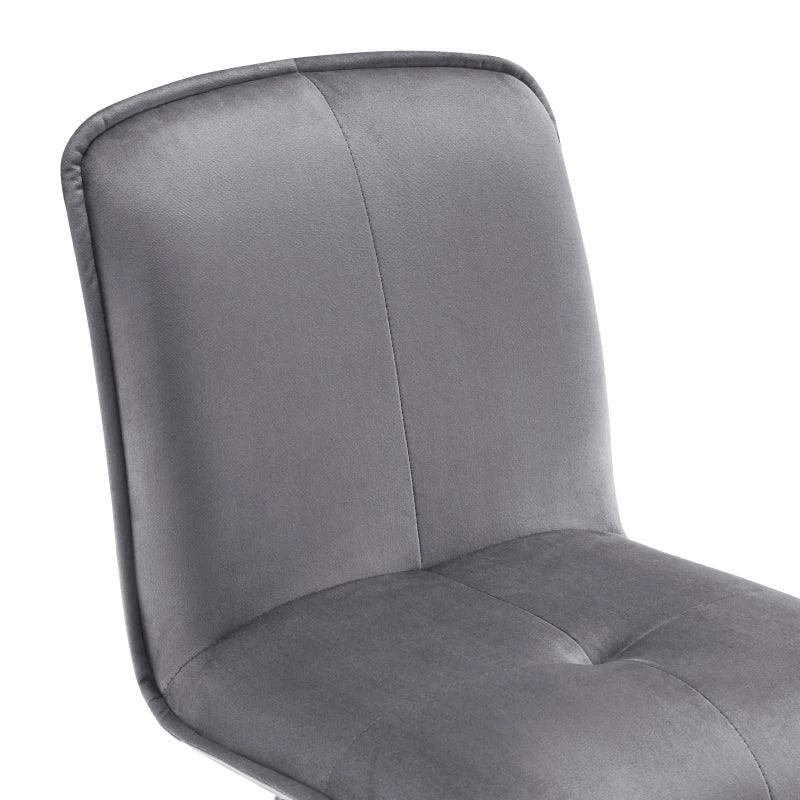 Eetkamerstoelen met Rugleuning -  Keukenstoelen met Fluwelen Bekleding - Beklede Metalen stoelen - Ergonomische Stoelen - Ste van 4 - Grijs(Geen tabel)