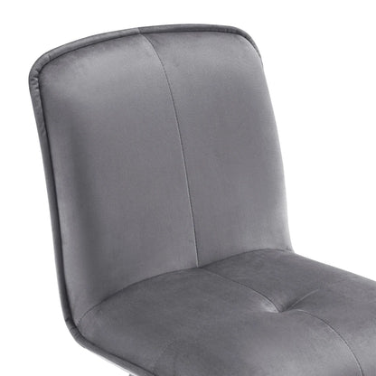 Eetkamerstoelen met Rugleuning -  Keukenstoelen met Fluwelen Bekleding - Beklede Metalen stoelen - Ergonomische Stoelen - Ste van 4 - Grijs(Geen tabel)