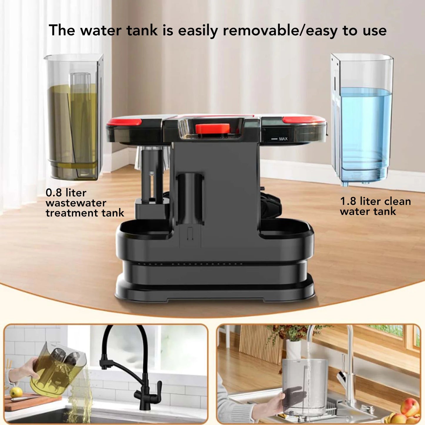 2-in-1 Stoomstofzuiger – Stofzuiger – Steam Cleaner – Nat Droog Stofzuiger – Tapijtreiniger – Dieptereiniging – 25.000 Pa Zuigkracht – Stoomfunctie Tot 70°C – 220V