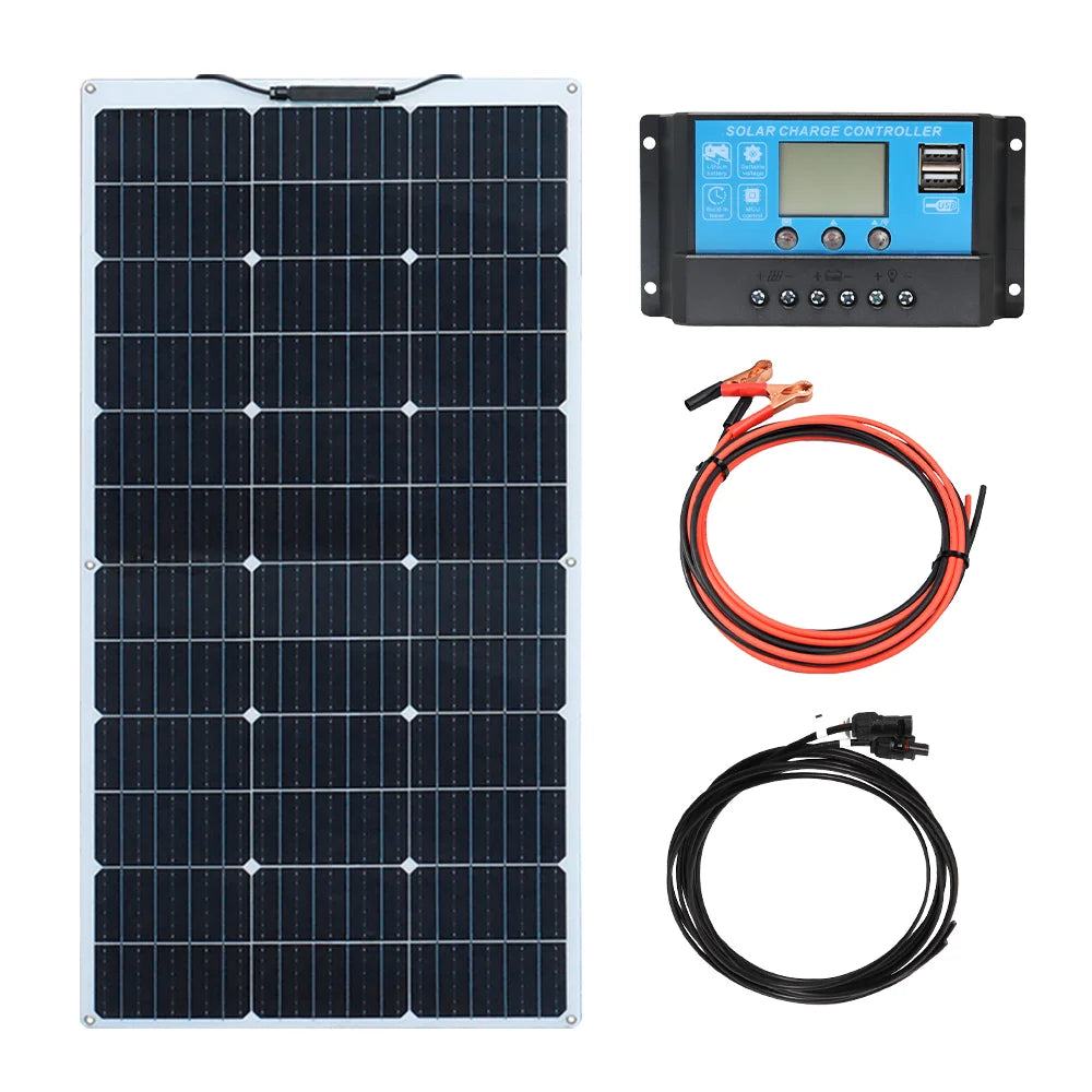Zonnepaneel - Zonnepanelen - Monokristallijn - 12V - 100W - Zonne-kit - Flexibel - Waterdicht - Lichtgewicht - Voor Caravan - Camper - Boot of Thuisgebruik
