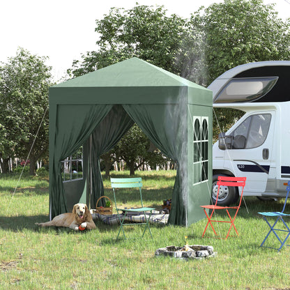 Paviljoen - Tuinpaviljoen - Partytent - Tuintent - Pop-up Kliksysteem - Stabiel - Vouwtent - Opvouwbaar - Waterdicht - Winterbestendig - 50+UV-Bescherming - voor Tuin - Buiten - Achtertuin - 2 x 2 m - Groen