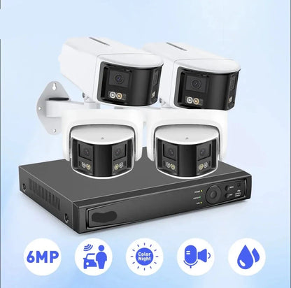 Beveiligingscamerasysteem - Camerabewaking - Beveiligingscamera - POE Camera Kit - Tweeweg Audio - 8CH NVR - 4 Camera's - Weerbestendig - Nachtzicht & Bewegingsdetectie - Binnen en Buiten - Beugel Houder - Ingebouwde HDD: Geen