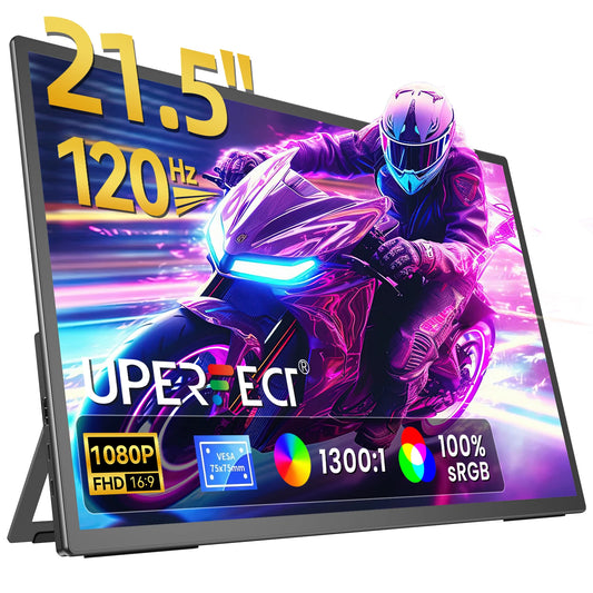 Draagbare Monitor – Extern Scherm – Gaming Monitor – Laptop Display – USB-C Monitor – 21,5 Inch – Full HD 1920x1080 – 120Hz Verversingssnelheid - QUORE