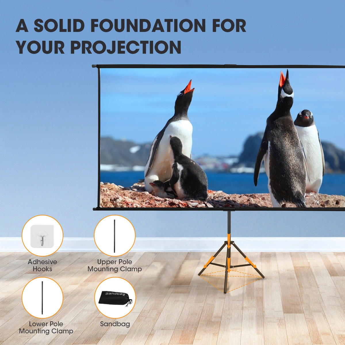 Beamer Scherm - Projector Screen - Projector Scherm - Projector Doek - Projector Scherm voor Beamer - Home Cinema Thuisbioscoop - Draagbare Beamer - 100in - 16:9 - QUORE