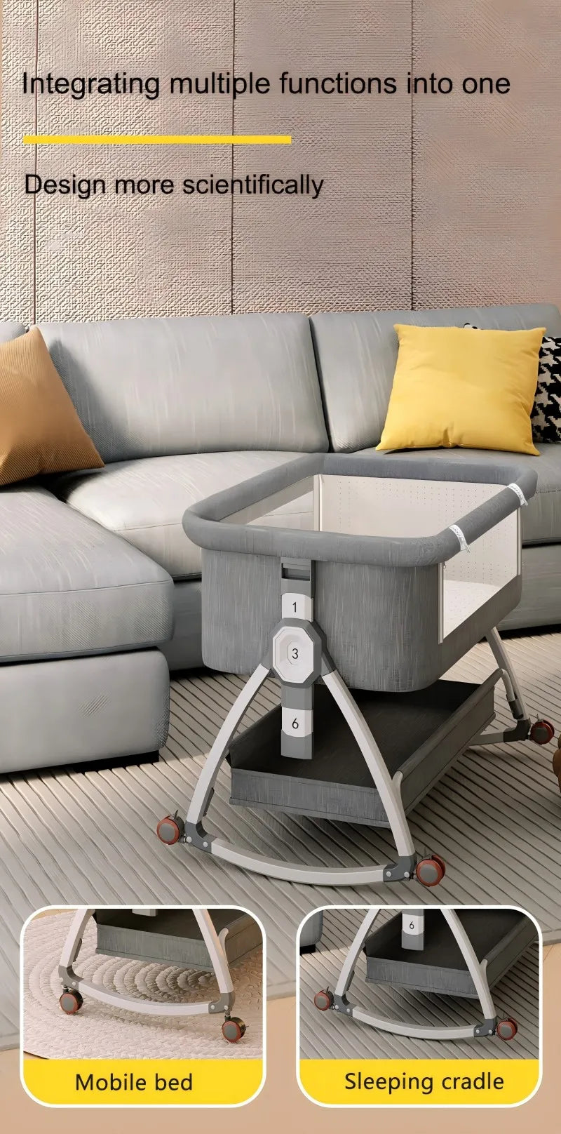 5-in-1 Elektrisch Cosleeper Babybed – Verstelbaar en Draagbaar Wiegje met Elektrisch Schommelen – 6 Snelheden – 4D Ademend Luchtmatras – Ideaal voor Pasgeborenen