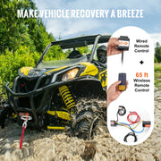Elektrische lier - Lier - Tackle - Elektrische takel - Staalkabellier - 4500LBS- met 39 ft synthetisch touw - Bedrade/draadloze bediening - Waterdicht - voor Jeeps