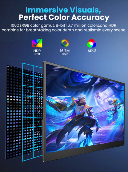UPERFECT 17.3 Inch 2.5K 144Hz Gaming Portable Monitor 2560x1440P  Second Computer ScreenTravel Display For Laptop HDR With VESA