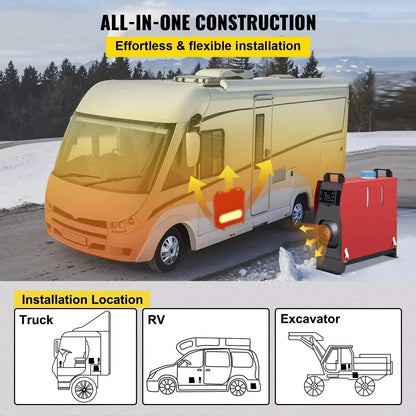 Diesel Luchtverwarmer - Standkachel - Auto verwarming - 8KW - Diesel Kachel - Parkeer Heater - met Geluidsdemper - Eenvoudige Installatie - LCD-schakelaar - QUORE