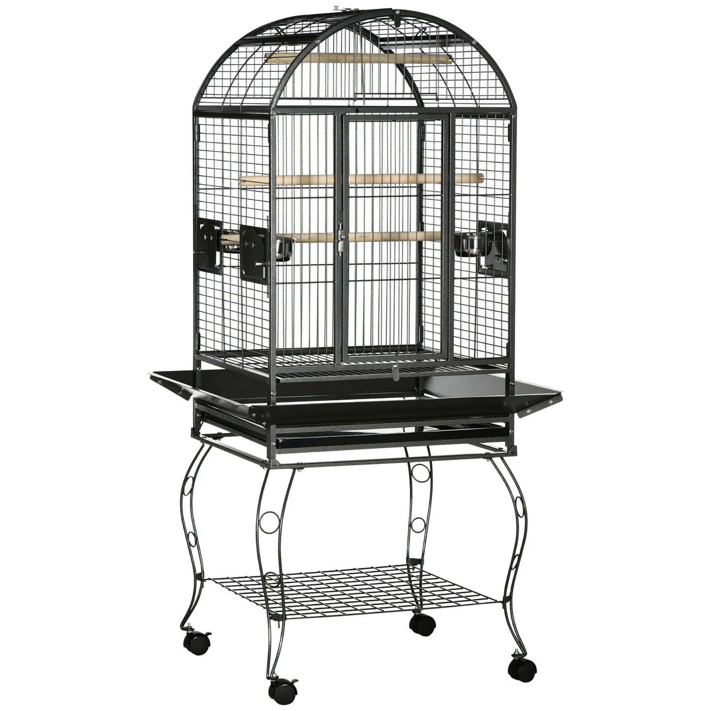 Vogelkooi – Papegaaienkooi – Parkietenkooi – Valkparkietenkooi – Kanariekooi – Ruime Afmetingen 156,5 cm Hoog – Gegalvaniseerd Staal Met Wieltjes - QUORE
