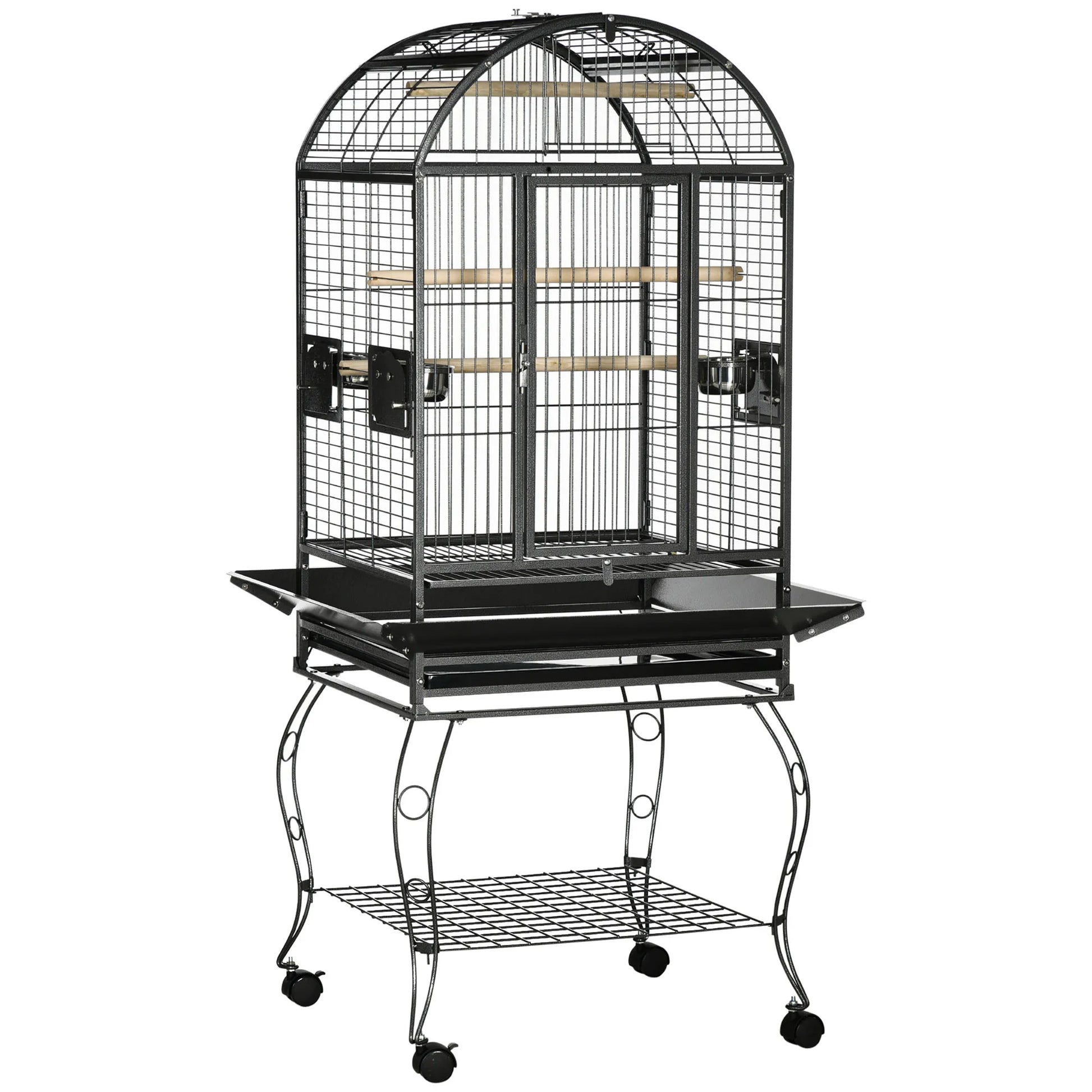 Vogelkooi – Papegaaienkooi – Parkietenkooi – Valkparkietenkooi – Kanariekooi – Ruime Afmetingen 156,5 cm Hoog – Gegalvaniseerd Staal Met Wieltjes - QUORE