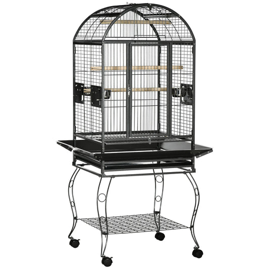 Vogelkooi – Papegaaienkooi – Parkietenkooi – Valkparkietenkooi – Kanariekooi – Ruime Afmetingen 156,5 cm Hoog – Gegalvaniseerd Staal Met Wieltjes - QUORE
