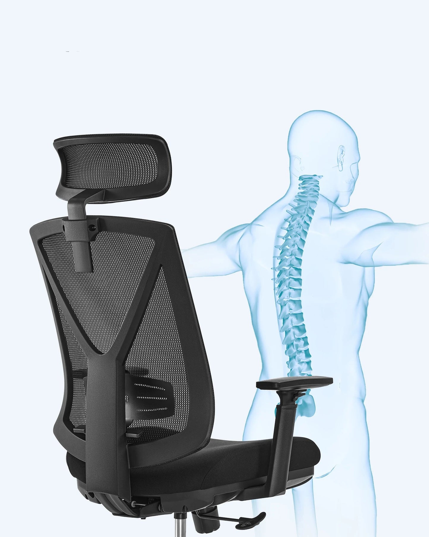 Ergonomische Bureaustoel – Comfortstoel – Werkstoel – Kantoorstoel – Bureaustoel Met Voetensteun – Verstelbare Hoogte – Ademend Mesh - QUORE