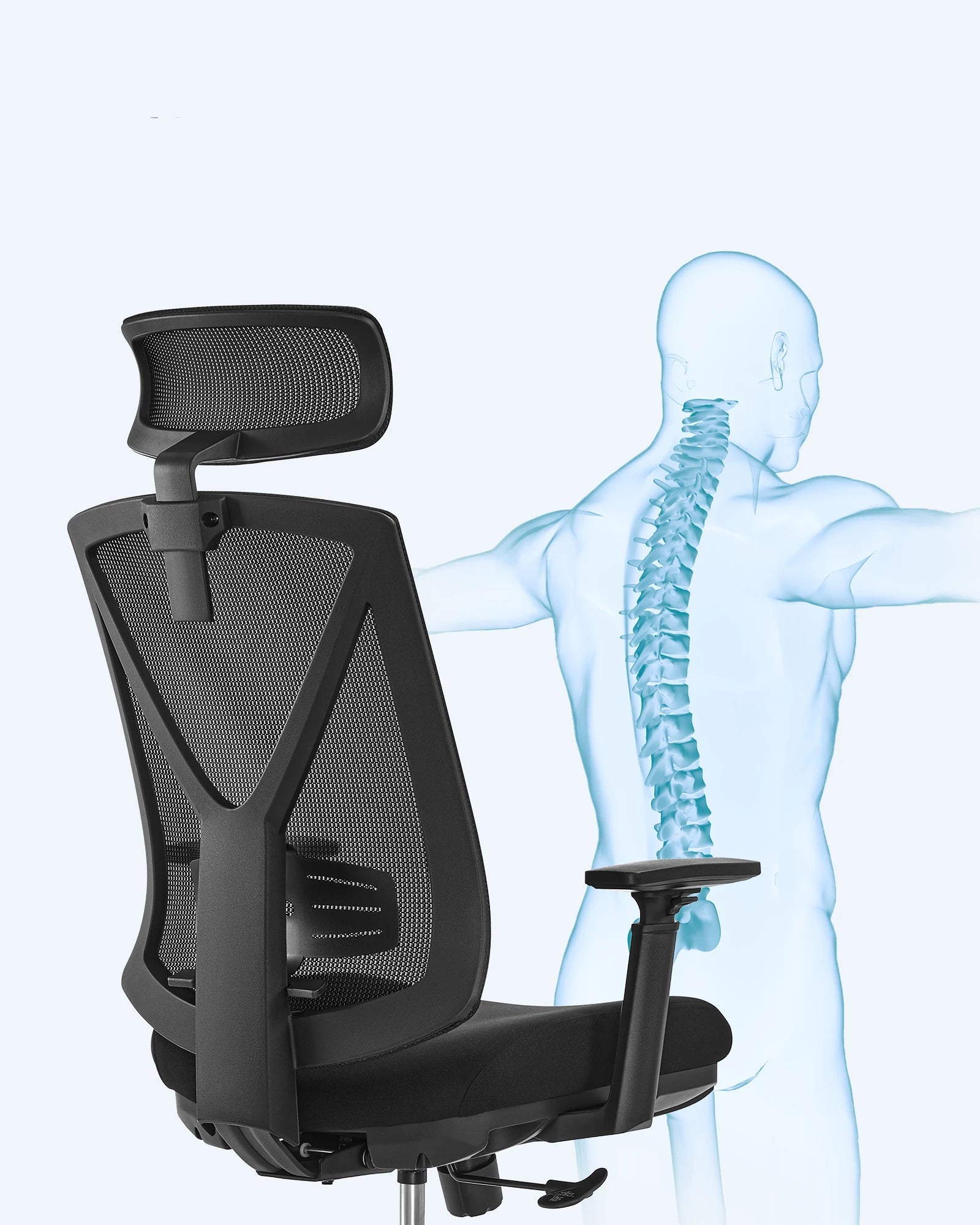 Ergonomische Bureaustoel – Comfortstoel – Werkstoel – Kantoorstoel – Bureaustoel Met Voetensteun – Verstelbare Hoogte – Ademend Mesh - QUORE