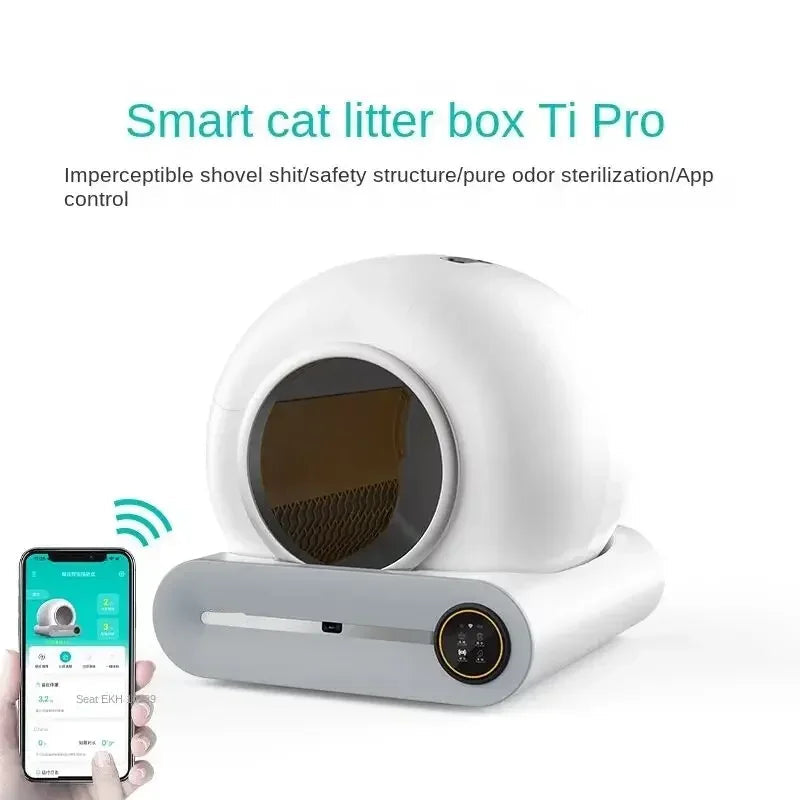 Kattenbak – Automatische Kattenbak – Zelfreinigende Kattenbak – Elektrische Kattenbak – Kattenbak met App Bediening – Volledig Afgesloten – 65L Ruimte