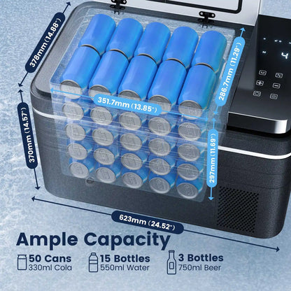 Auto Koelkast - Koelbox - Mini Koelkast - Draagbare - 25L - met Digitale Display en Ingebouwd Paneel - Compacter en Energiezuinig Koelen - Mini Fridge - voor Reis, Camping en Vacatures