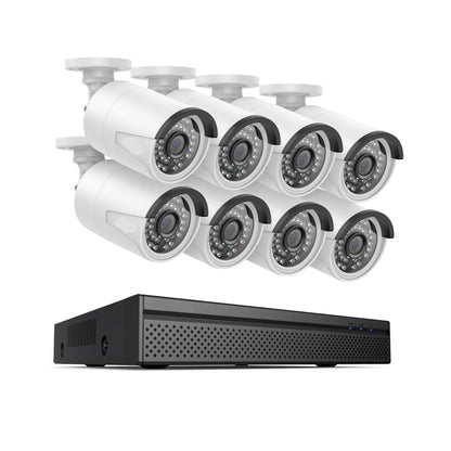 Beveiligingssysteem – 8 Stuks - Camerasysteem – PoE Camera – NVR Systeem – 8MP Resolutie – Nachtzicht 30 Meter – Bewegingsdetectie - 8CH -  1TB