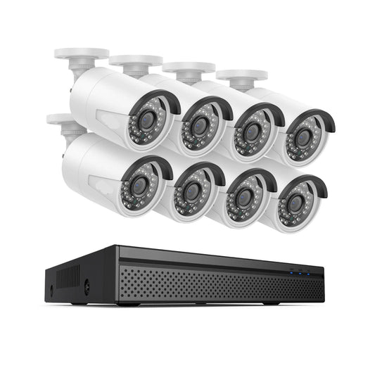 Beveiligingssysteem – 8 Stuks - Camerasysteem – PoE Camera – NVR Systeem – 8MP Resolutie – Nachtzicht 30 Meter – Bewegingsdetectie - 8CH -  2TB