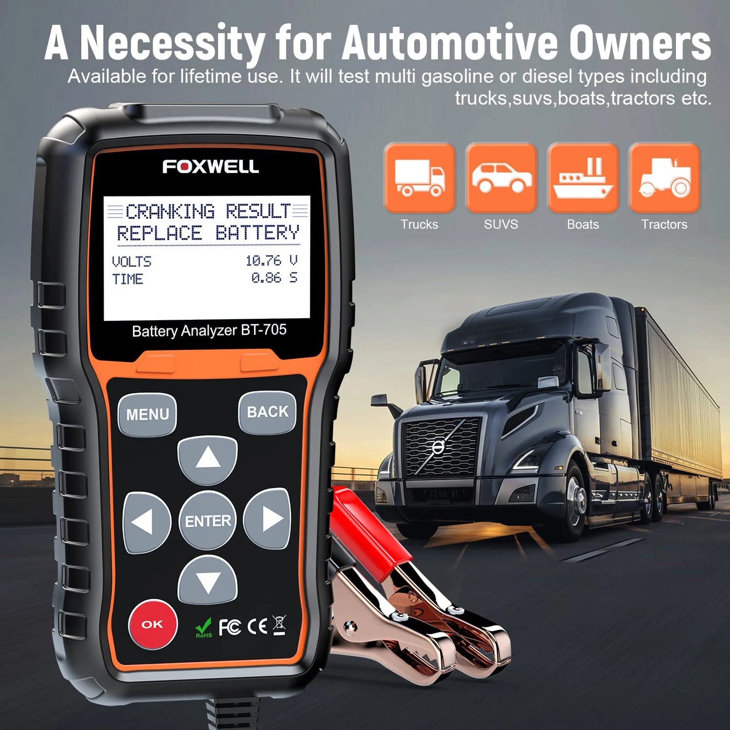 Batterijtester Auto – Accutester – Accu Tester – Laadsysteem Tester – Startsysteem Checker – 12V En 24V – CCA Meting