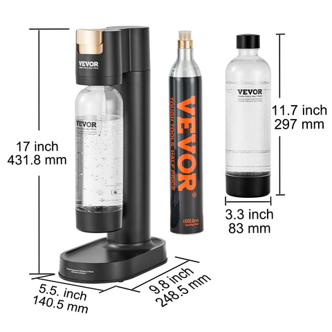 Vevor - Dispenser - Beverage Dispenser - Carbonated Water Maker - Soda Machine - For Home - Carbonated Seltzer Water Starter Kit - Mainstream Screw-in - 1L - CO2 Cylinder