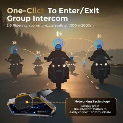 Gearelec - Motorfiets Intercom - Motorhelm - Bluetooth - Headsets - Handsfree - Communicator - Interphone - Voor 2-10 Renners - 1 stuk - QUORE