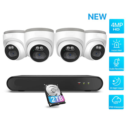 Beveiligingssysteem – Camerasysteem – CCTV Set – Surveillance Kit – Bewakingscamera's – 4MP 2.5K Resolutie – IP66 Waterdicht PoE Systeem