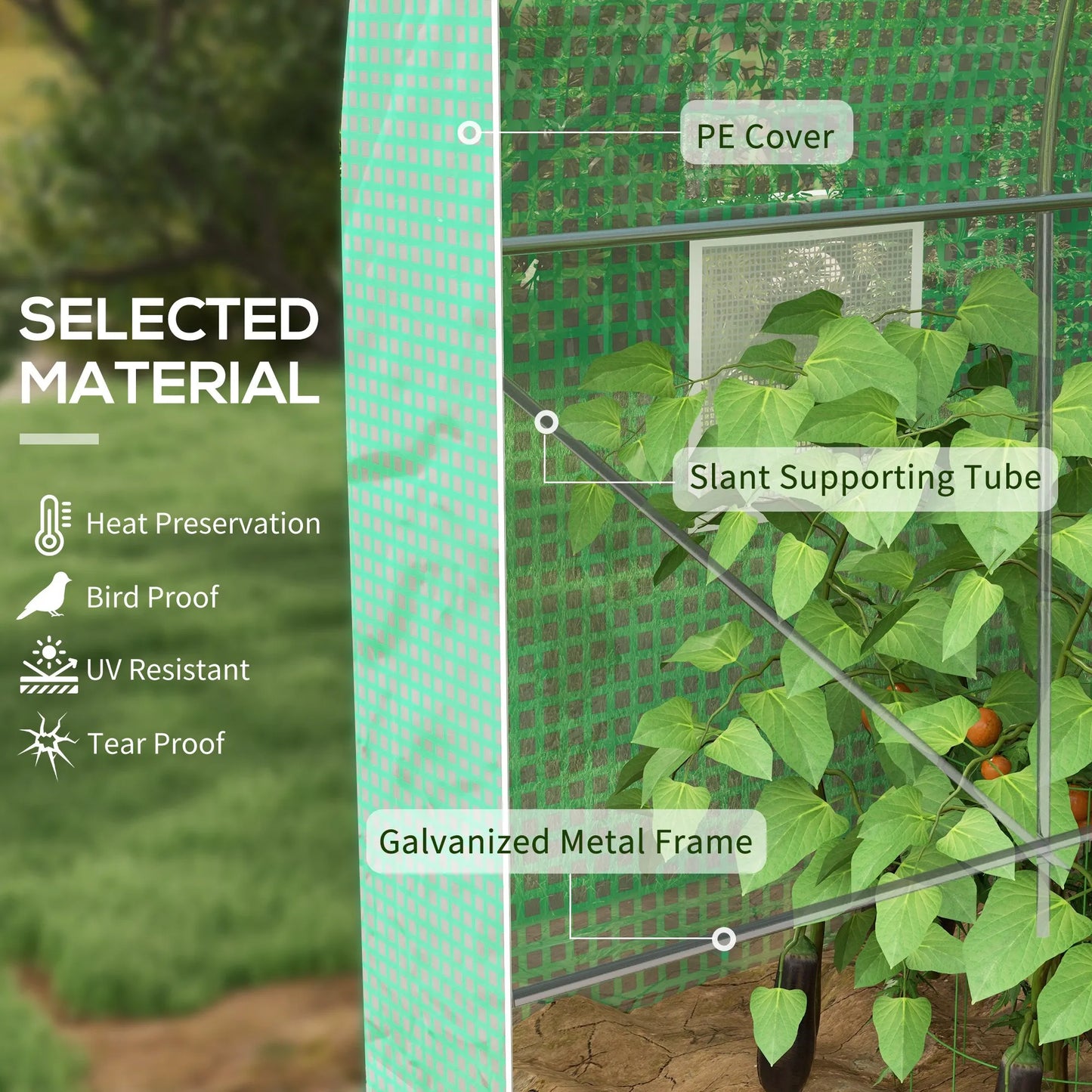 Ruimtelijke Kweekkas – Serre – Plantenkas – Groentekas – Moestuin Kas – Wit – Metalen Frame – 8 m² – Oproldeur en Ramen - QUORE