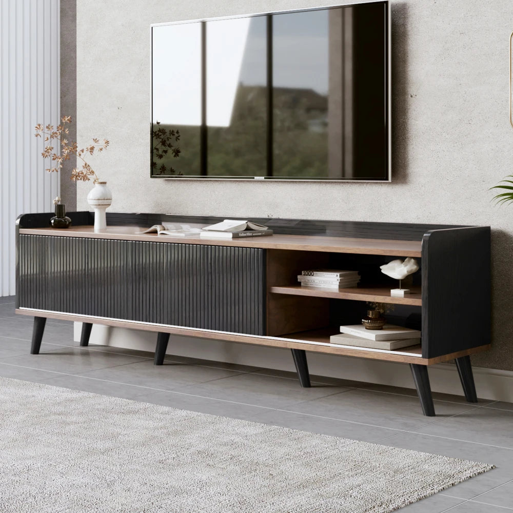 Tvmeubel – TV-Kast – Televisiemeubel – Media Kast – Entertainment Center – Zwart Houtlook – Geschikt Voor 40-49 Inch TV