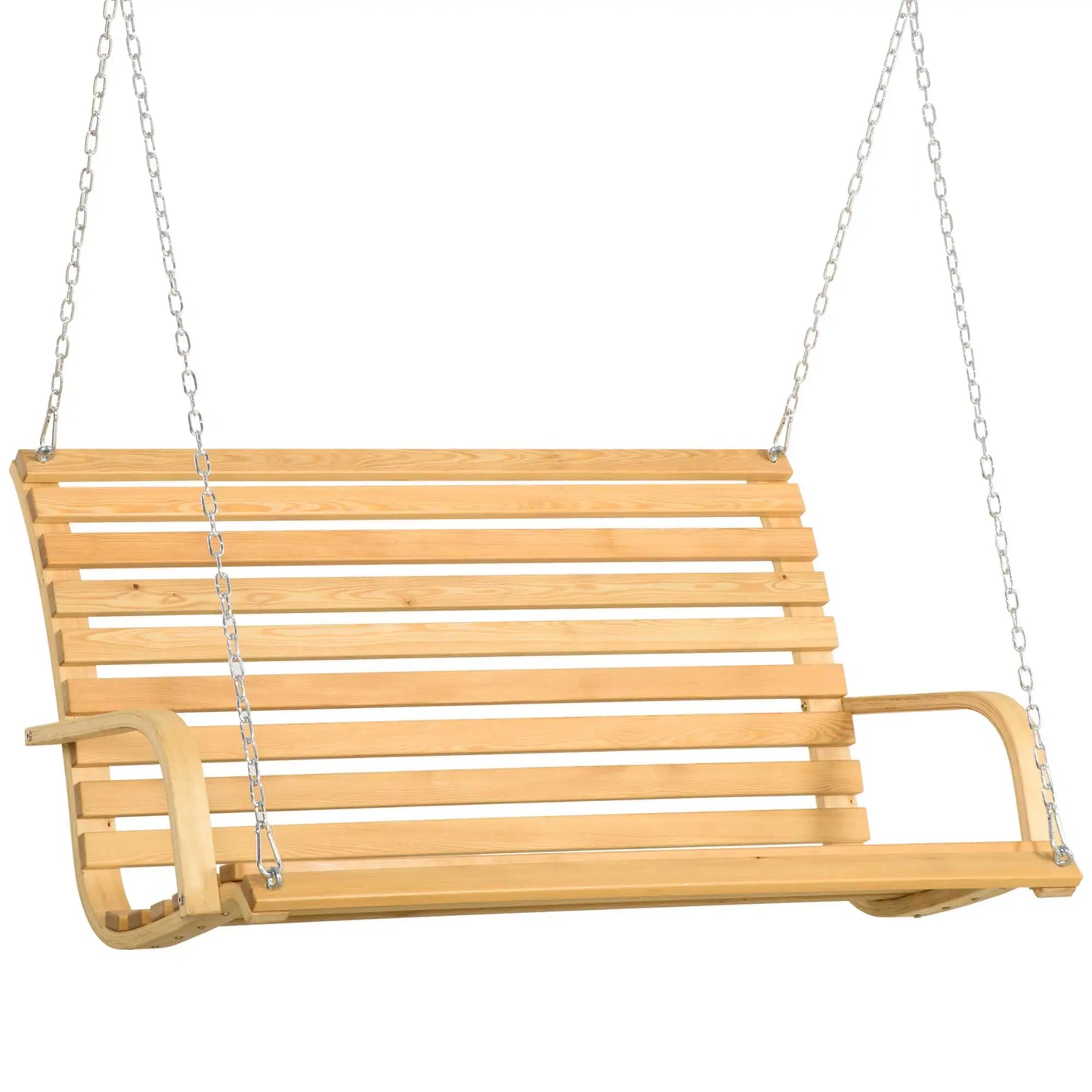 Tuin Bank - Tuinbank Hout - Tuinbanken - Garden Furniture - Houten 2-Persoons Hangende Schommelbank met Armleuningen - 141,5x51x78 cm - Natuurlijk Hout