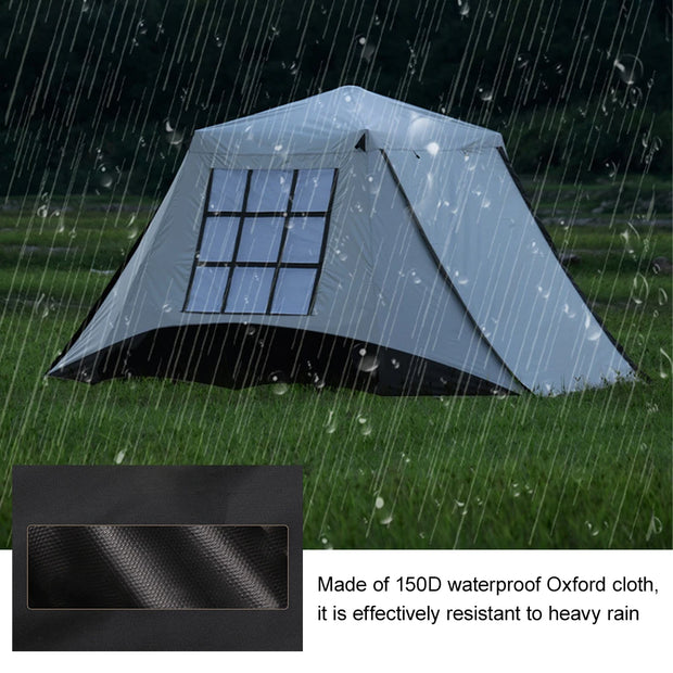 Tent - Strandtent - Campingtent - Ultralichte Campingtunneltent - Dubbellaags - Waterdichte Campingtent - Tweedeurs - Draagbaar - Automatisch Opzetbaar - Tent voor Kamperen Wandelen - Grijs