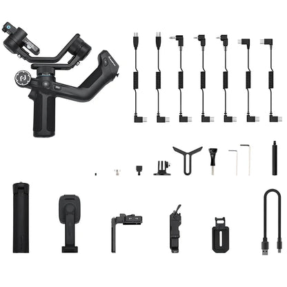 Gimbal Smartphone - Stabilizer for Smartphone &amp; Camera - Gimbal for Smartphone &amp; Camera - 360° - Tilt Angle +170°~-45° - 3-Axis - Handheld Mirrorless - with AI Tracker Magnetic Fill - Black
