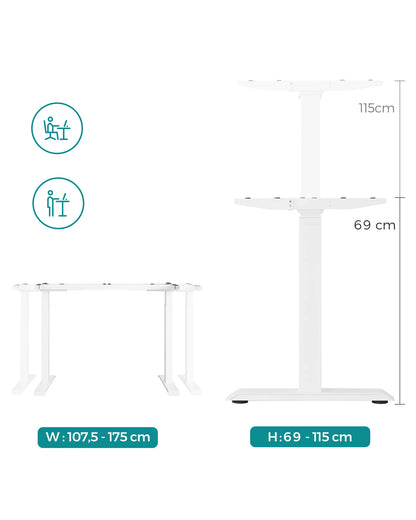 Elektrisch Zit-Sta Bureauframe – Verstelbaar Bureauframe – Hoogte Verstelbaar – Flexibel Werkplek – Stabiel Stalen Frame – Max Draagvermogen 120 Kg – Stil En Snel - QUORE