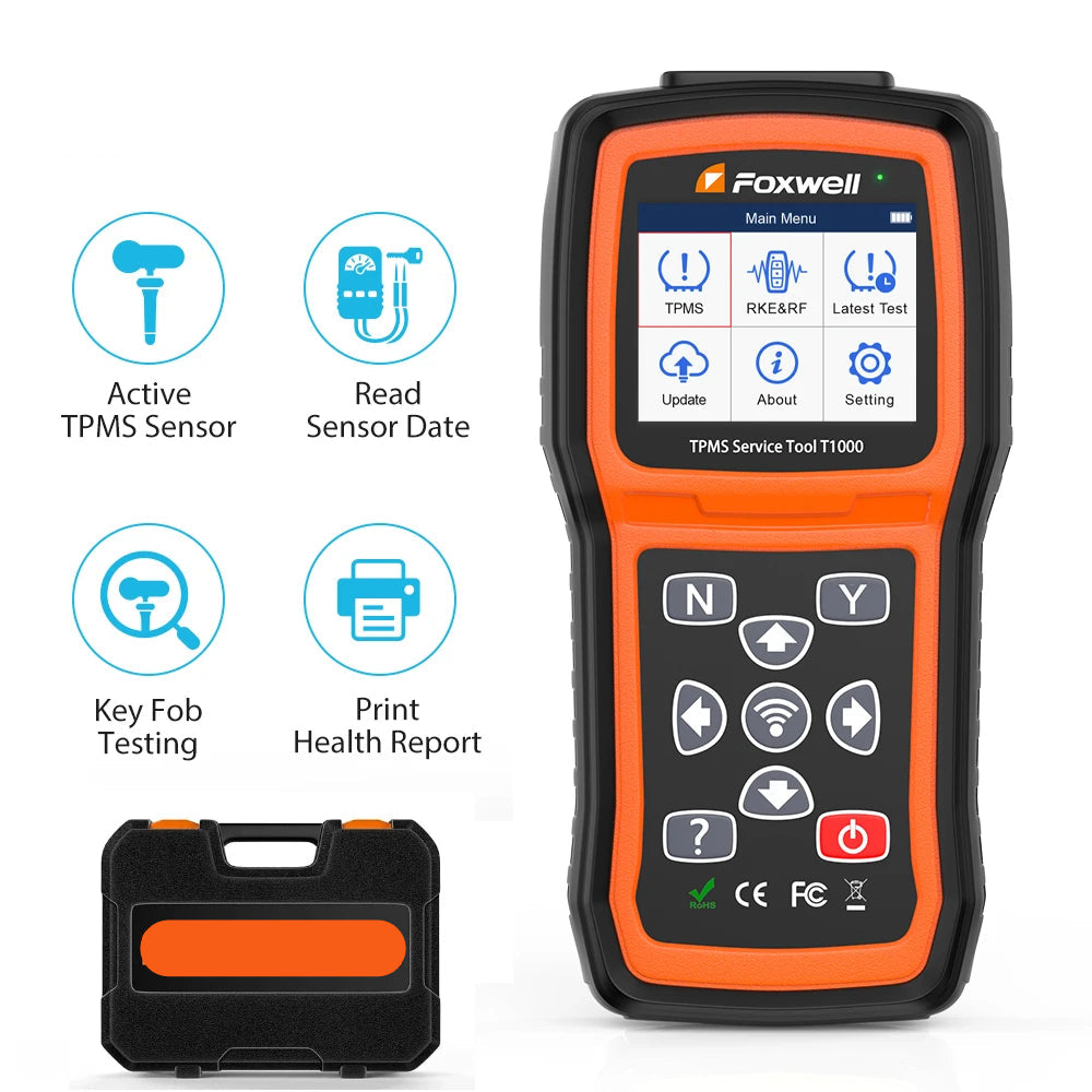 TPMS Scanner – Bandencontrole – Bandenspanning Meter – Sensor Tester – Key Fob Tester – Bluetooth Connectie – Meertalige Interface
