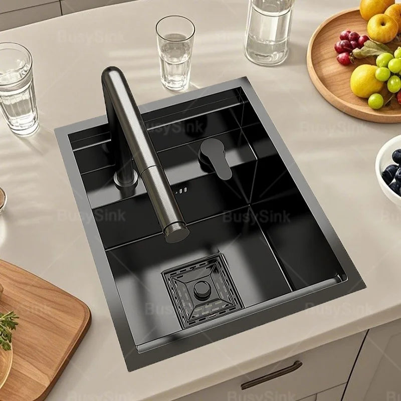RVS Spoelbak – Keukenspoelbak – Enkele Bak – Watervalrand Spoelbak – Opbouw Spoelbak – Groot Formaat 80x46x22 cm – Roestvrij Staal Geborsteld