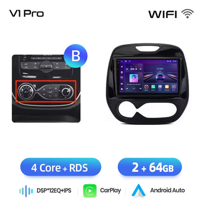 Android Autoradio Renault Captur – Multimedia Speler – Auto Stereo – Navigatiesysteem – Touchscreen Radio – Draadloze Apple CarPlay & Android Auto – 9 Inch HD Display – DSP Geluidsoptimalisatie