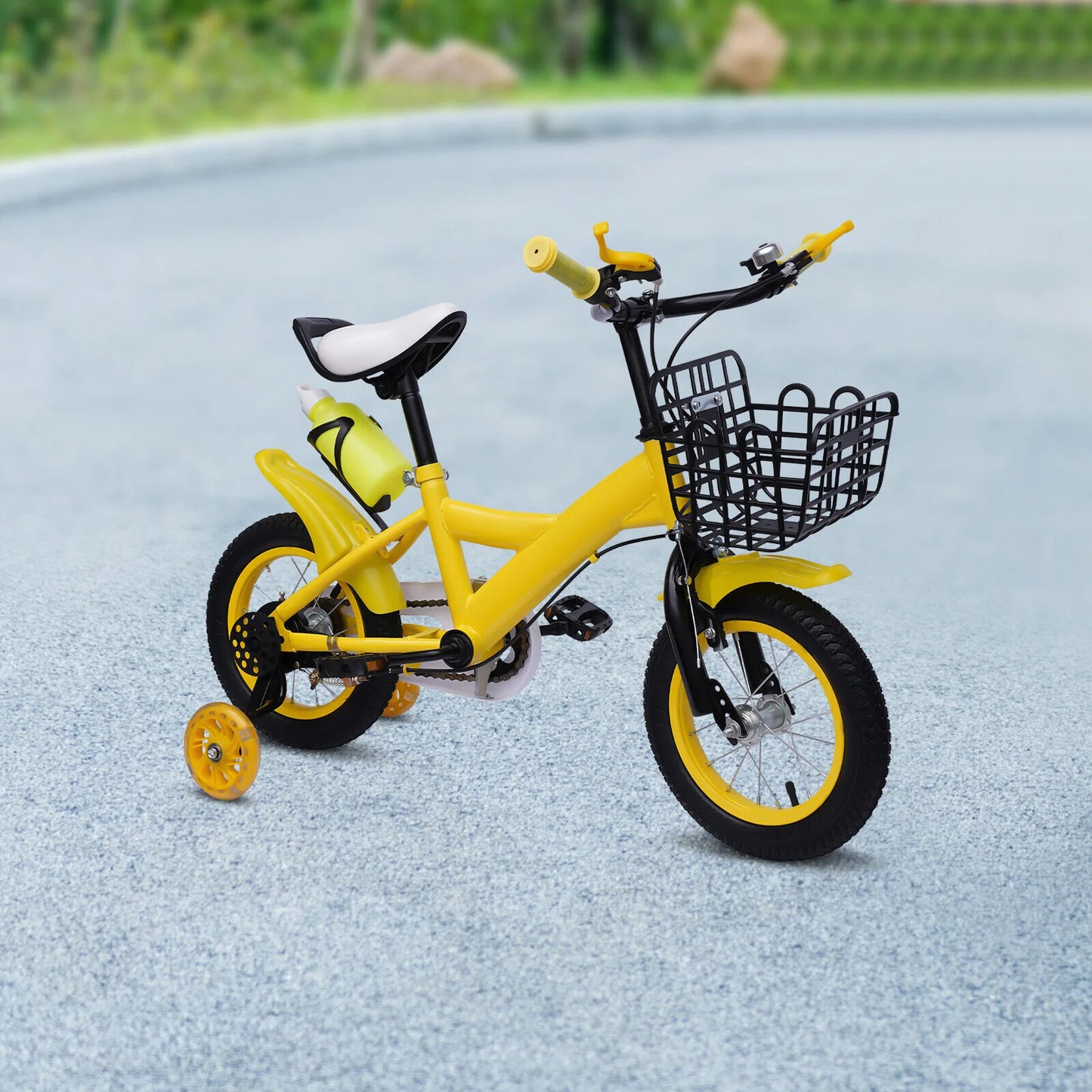 Fiets - Jongensfiets - Kinderfiets - Kinderfietsen - Fiets voor Kinderen met Verstelbare Zitting, Trainingswielen en Lichtgewicht Carbon Stalen Frame voor Stabiel Fietsen