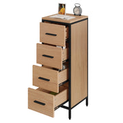Badkamermeubel - Badkamerkast - Wastafelonderkasten - Wastafelmeubel - 4 Lades - Vrijstaande Opbergunit - voor Badkamer Woonkamer Slaapkamer Hal - licht eiken zwart