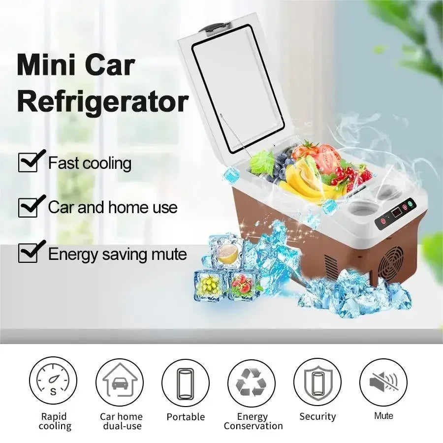 Mini Koelkast – Draagbare Koelbox – Camper Koelkast – Auto Koelkast – Mini Frigo - 15L – Koelen En Verwarmen – Stil <35 dB - Bruin