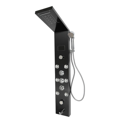 Douche - Regendouche - Douchewand - Douchekolom - Douchepanelen - 6-in-1 - Douchepaneel met LED - Regendouche - Waterval - Massage Jets & Handdouche - Zwart