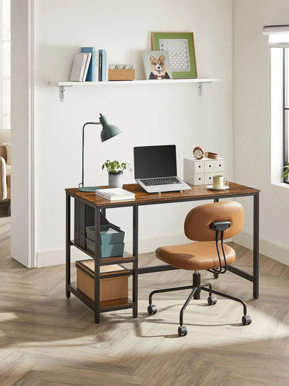 Tafel - Gaming Desk - Gaming Tafel - Computertafel - Computer bureau - 120x60x75 cm – Robuust Tafelblad – Stalen Frame – Rustiek Bruin/Zwart - QUORE
