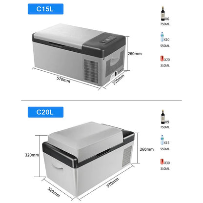 Mini-Koelkast – Compacte Koelkast – Autokoelkast – Camper Koelkast – Lichtgewicht – Laag Energieverbruik - 12V 24V 220V - 20L