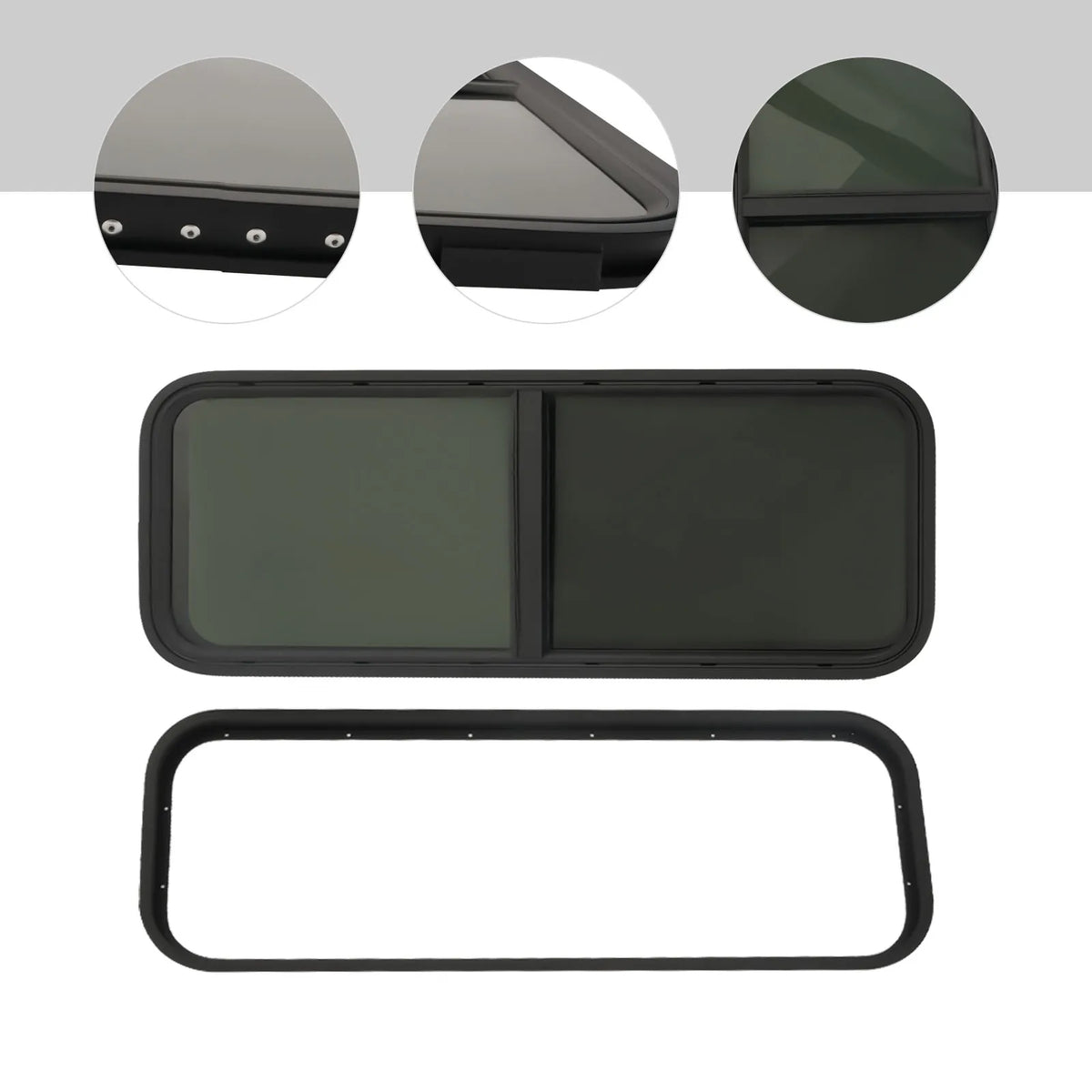 Camperraam - Caravan - 1000X400mm - Windows Gehard glas - Raam openend naar buiten - Voor campers en caravans - Caravan Zijraam - Getint Schuifraam - Insectenbescherming