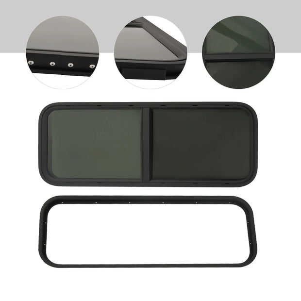 Camperraam - Caravan - 1000X400mm - Windows Gehard glas - Raam openend naar buiten - Voor campers en caravans - Caravan Zijraam - Getint Schuifraam - Insectenbescherming