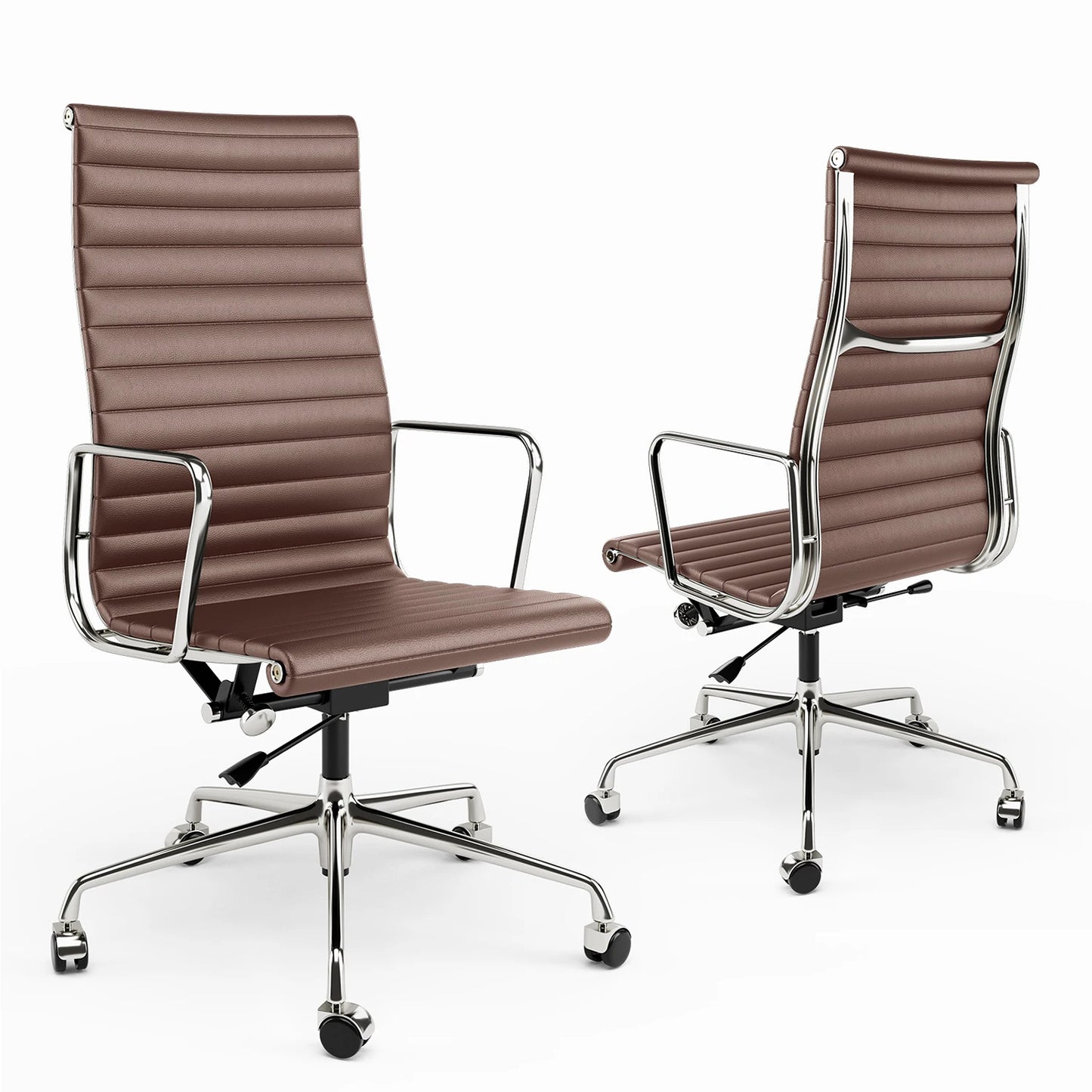 Bureaustoel Ergonomisch - Executive Stoel - Kantoorstoel - Gaming Stoel - Stoelen - Leren - met Hoge Rug - Armleuningen - 360° Draaifunctie - Verstelbare Hoogte - Kantelmechanisme - 1 Stuk - Bruin