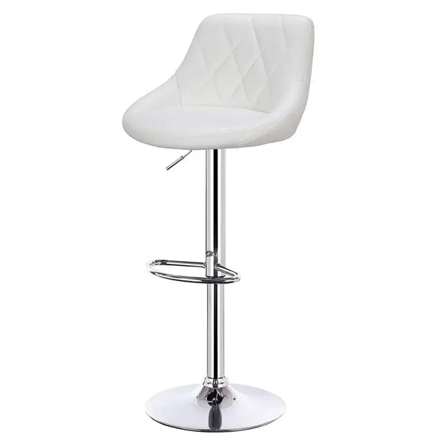 Adjustable Bar Stool - Bar Stool - Bar Stools with Backrest - Footrest - Chrome Steel - Ergonomic Design - Khaki Leather