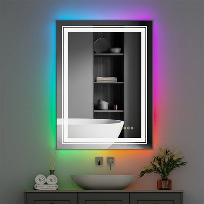 Badkamerspiegel - Badkamerspiegel met Verlichting - Smart Spiegel - LED Badkamerspiegel -  105 x 50 CM - RGB Verlichting, Dimbaar, Anti-condens & Slimme Touch Bediening - Rechthoekige
