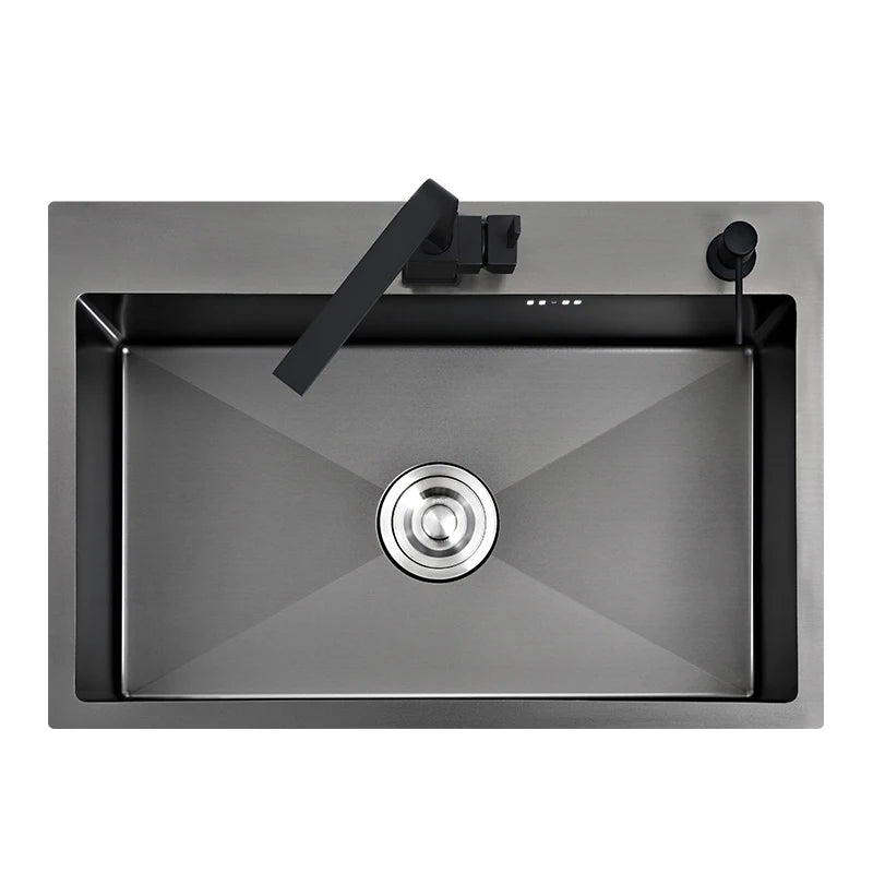 small kitchen sink above counter or udermount vegetable washing basin sink kitchen black stainless steel seamless welding pia