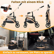 Dog Stroller - Dog Stroller Foldable - Stroller -- Pet Carrier - 2 in 1 - Foldable - with 360° Wear-resistant Rubber Wheels, Storage Basket