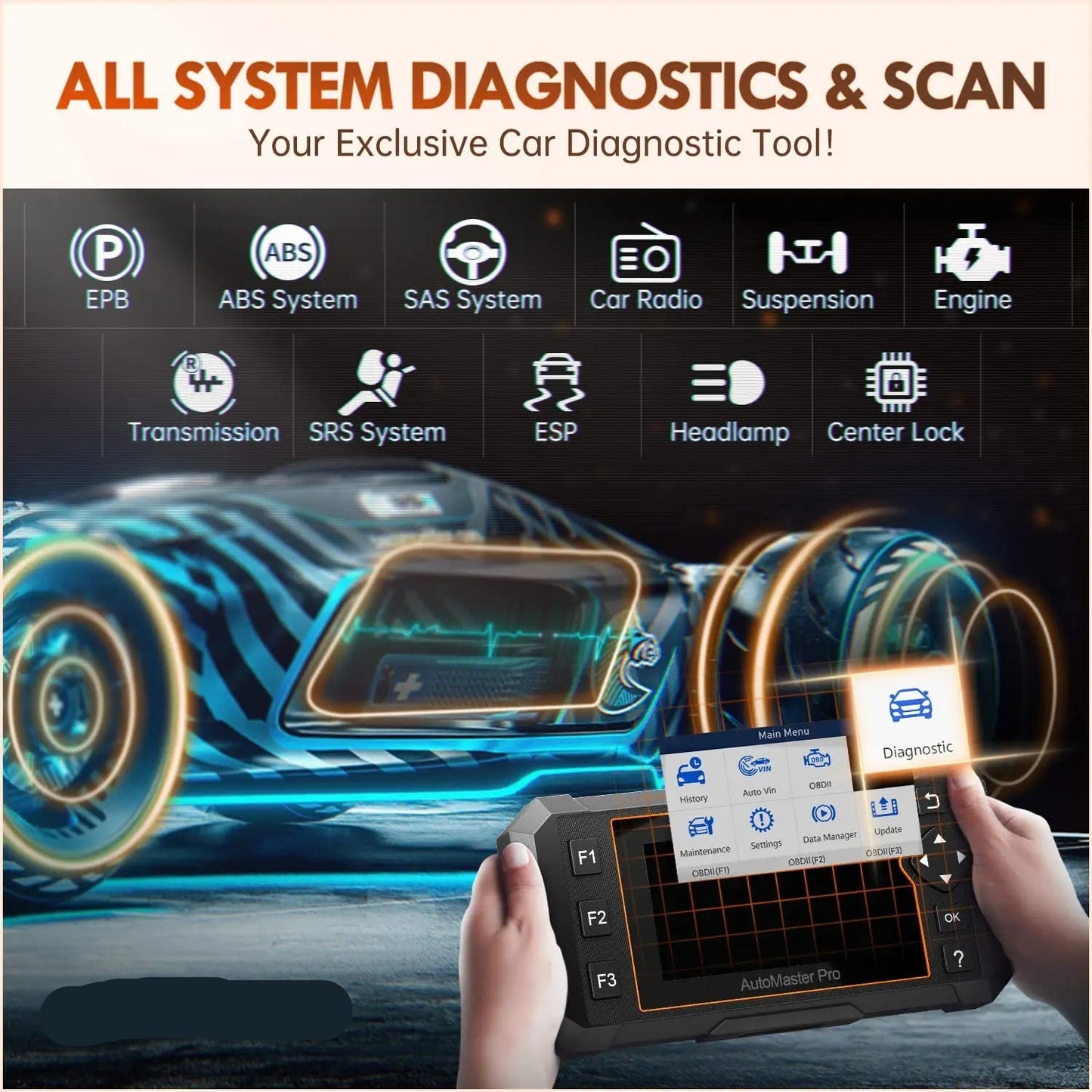 OBD2-Scanner – Autodiagnoseapparaat – Foutcode Lezer – Diagnose Tool – Auto Scanner – 4,3 Inch Kleurenscherm – Levenslange Updates