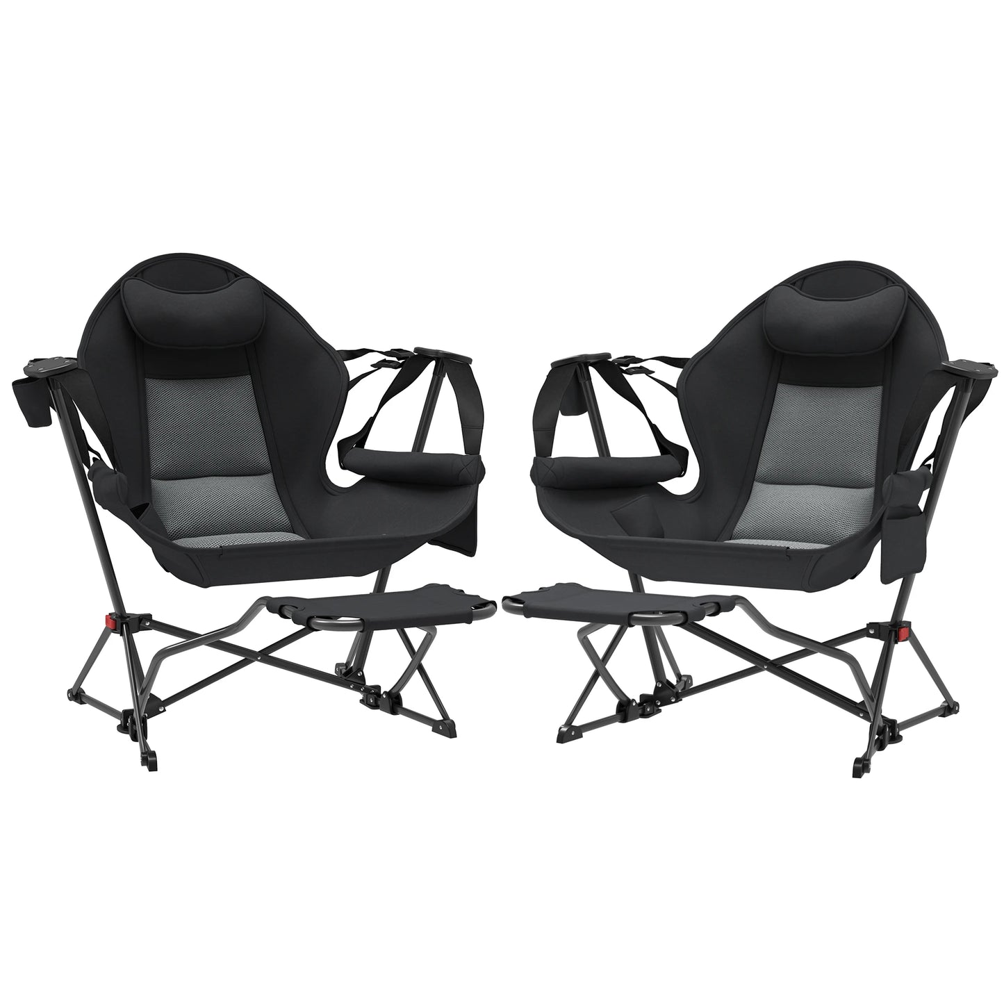 Camping Stoel – Relaxstoel – Loungefauteuil – Voedingsstoel – Fauteuil – Verstelbare Rugleuning tot 168° – Water- en UV-bestendige Oxford Stof - 88 x 160 x 104 cm - Zwart