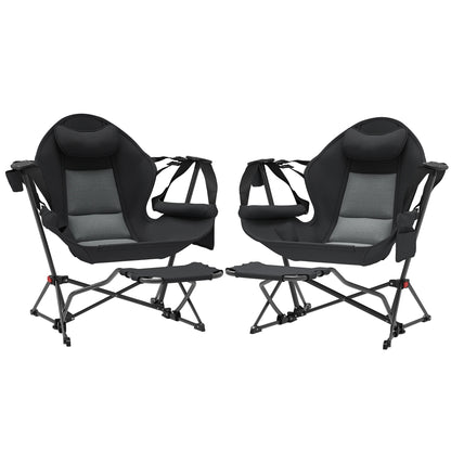 Camping Stoel – Relaxstoel – Loungefauteuil – Voedingsstoel – Fauteuil – Verstelbare Rugleuning tot 168° – Water- en UV-bestendige Oxford Stof - 88 x 160 x 104 cm - Zwart